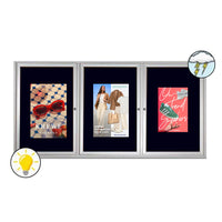 72 x 24 Enclosed Outdoor Bulletin Boards with Lights (3 DOORS)