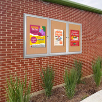 84 x 24 Enclosed Outdoor Bulletin Boards with Lights (3 DOORS)