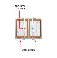 96 x 30 Enclosed Outdoor Bulletin Boards with Lights (2 DOORS)