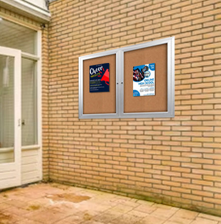 42x32 Enclosed Outdoor Bulletin Boards with Radius Edge (2 DOORS)