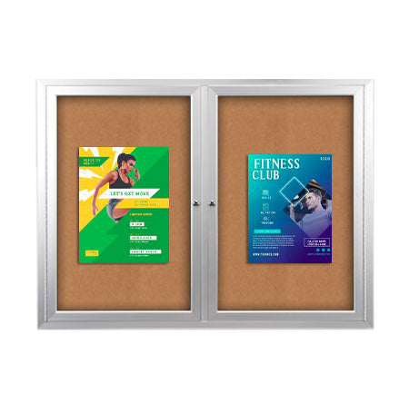 48x60 Enclosed Outdoor Bulletin Boards with Radius Edge (2 DOORS)