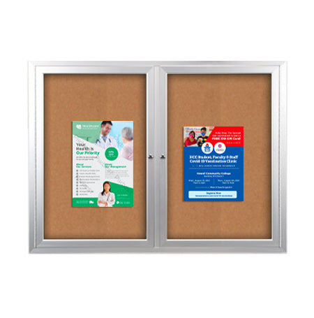 60x36 Enclosed Outdoor Bulletin Boards with Radius Edge (2 DOORS)