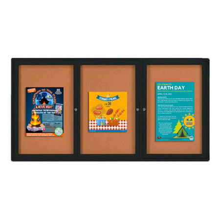 84x30 Enclosed Outdoor Bulletin Boards with Radius Edge (3 DOORS)