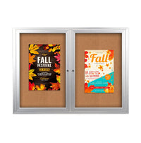 84x30 Enclosed Outdoor Bulletin Boards with Radius Edge (2 DOORS)