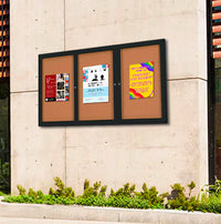 96x30 Enclosed Outdoor Bulletin Boards with Radius Edge (3 DOORS)