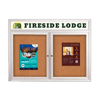Enclosed Outdoor Bulletin Boards 40 x 50 with Message Header and Radius Edge (2 DOORS)