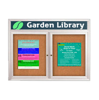 Enclosed Outdoor Bulletin Boards 48 x 48 with Message Header and Radius Edge (2 DOORS)
