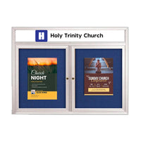 Enclosed Outdoor Bulletin Boards 50 x 50 with Message Header and Radius Edge (2 DOORS)