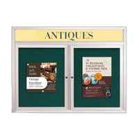 Enclosed Outdoor Bulletin Boards 72 x 36 with Message Header and Radius Edge (2 DOORS)