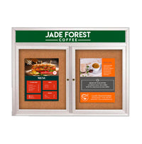 Enclosed Outdoor Bulletin Boards 96 x 48 with Message Header and Radius Edge (2 DOORS)