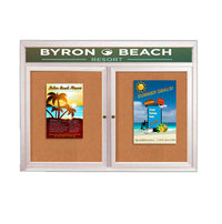 Enclosed Outdoor Bulletin Boards 60 x 36 with Header & Lights (Radius Edge) (2 DOORS)