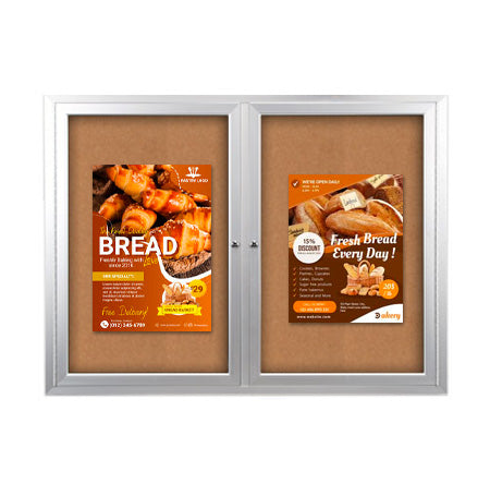 Enclosed Outdoor Bulletin Boards 40 x 50 with Interior Lighting and Radius Edge (2 DOORS)