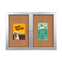 Enclosed Outdoor Bulletin Boards 48 x 36 with Interior Lighting and Radius Edge (2 DOORS)