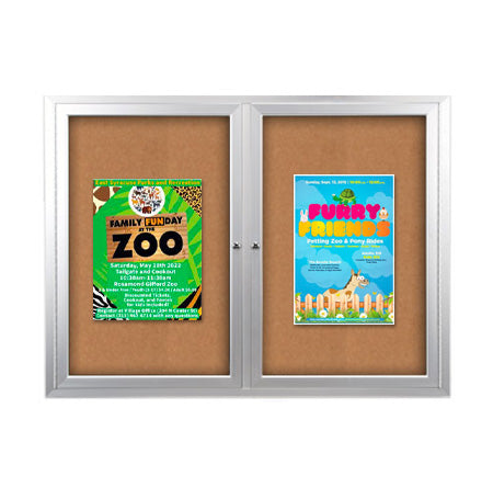 Enclosed Outdoor Bulletin Boards 48 x 48 with Interior Lighting and Radius Edge (2 DOORS)