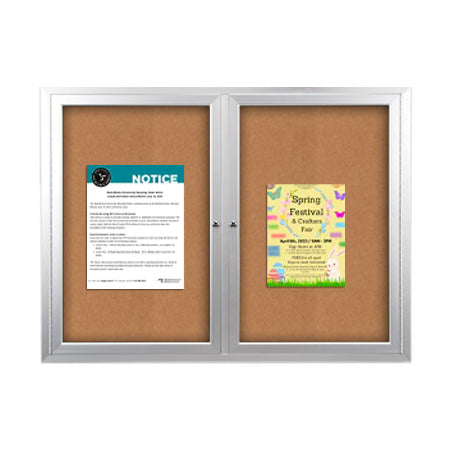 Enclosed Outdoor Bulletin Boards 50 x 40 with Interior Lighting and Radius Edge (2 DOORS)
