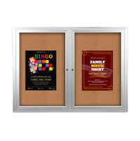 Enclosed Outdoor Bulletin Boards 60 x 36 with Interior Lighting and Radius Edge (2 DOORS)