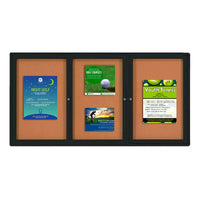 Enclosed Outdoor Bulletin Boards 72 x 24 with Interior Lighting and Radius Edge (3 DOORS)
