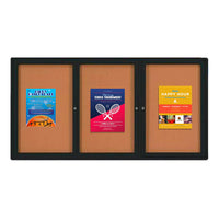 Enclosed Outdoor Bulletin Boards 72 x 30 with Interior Lighting and Radius Edge (3 DOORS)