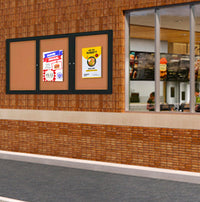 Enclosed Outdoor Bulletin Boards 84 x 48 with Interior Lighting and Radius Edge (3 DOORS)