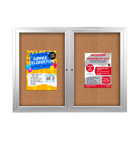 Enclosed Outdoor Bulletin Boards 84 x 48 with Interior Lighting and Radius Edge (2 DOORS)