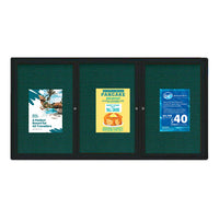 Enclosed Outdoor Bulletin Boards 96 x 24 with Interior Lighting and Radius Edge (3 DOORS)