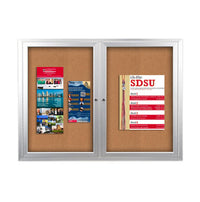Enclosed Outdoor Bulletin Boards 96 x 36 with Interior Lighting and Radius Edge (2 DOORS)