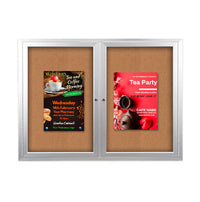 Enclosed Outdoor Bulletin Boards 96 x 48 with Interior Lighting and Radius Edge (2 DOORS)