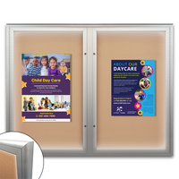 EXTREME WeatherPlus™ Enclosed Radius Edge Outdoor Bulletin Boards with LED Lights | Shown In 2-Door Frame 
