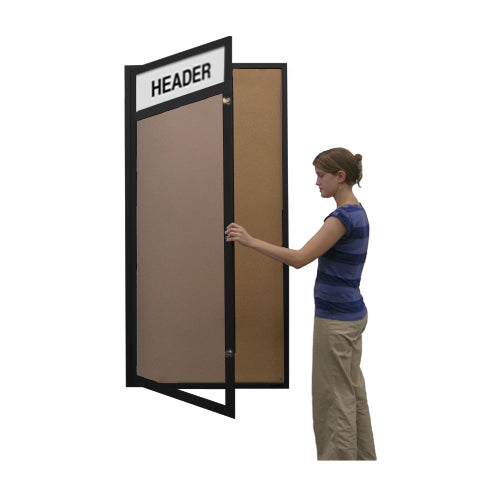 Extra Large Outdoor Enclosed Bulletin Board Swing Cases with Header and Light 24x84 (Single Door)