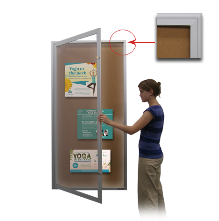 Extra Large 24 x 60 Indoor Enclosed Bulletin Board Swing Cases with Lights (Radius Edge)