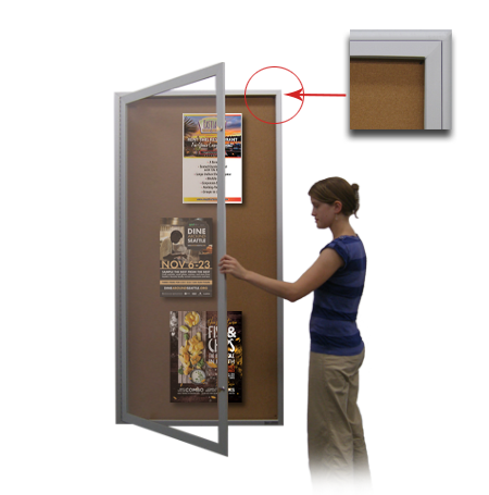 Extra Large 48 x 96 Indoor Enclosed Bulletin Board Lighted SwingCase with Radius Edge Cabinet Corners
