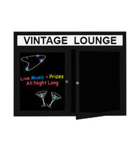 Indoor Dry Erase Black Marker Board with Rounded Corners and Header 2 and 3 Door Models