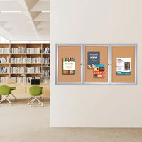 72 x 30 INDOOR Enclosed Bulletin Cork Boards 3 DOOR