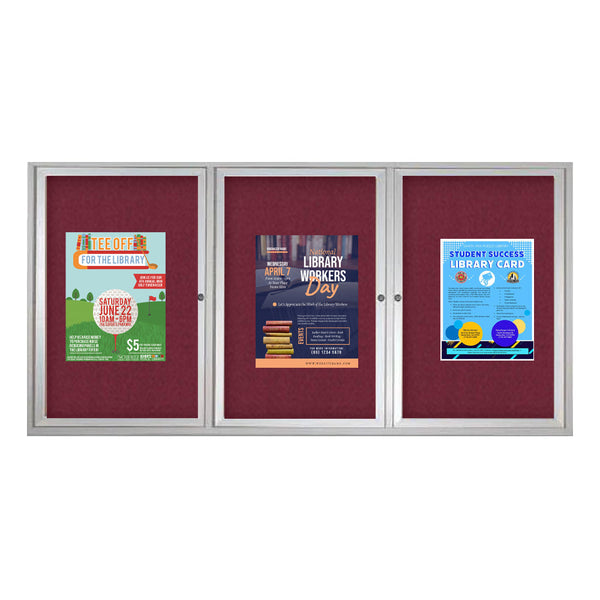 72 x 36 INDOOR Enclosed Bulletin Cork Boards 3 DOOR
