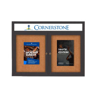 Indoor Enclosed Bulletin Boards 40" x 40" with Message Header (2 DOORS)