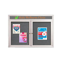 Indoor Enclosed Bulletin Boards 48" x 48" with Message Header (2 DOORS)