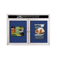 Indoor Enclosed Bulletin Boards 72" x 48" with Message Header (2 DOORS)