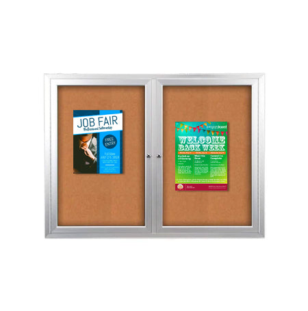 48 x 36 INDOOR Enclosed Bulletin Boards with Lights (2 DOORS)