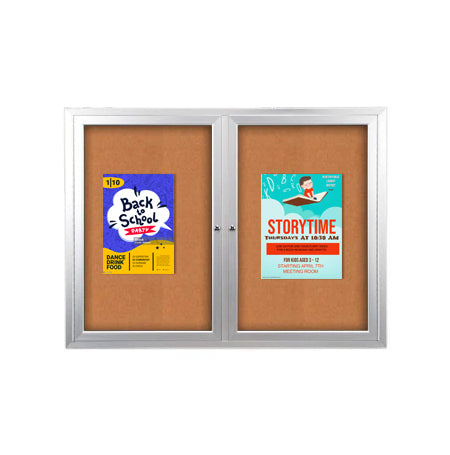 Enclosed Indoor 72x36 Bulletin Boards with Lights (Multiple Doors)