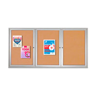 84 x 36 INDOOR Enclosed Bulletin Boards with Lights (3 DOORS)