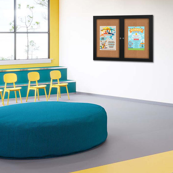 50x40 Enclosed Indoor Bulletin Boards with Radius Edge (2 DOORS)
