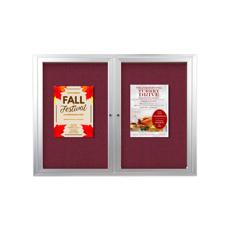 72x24 Enclosed Indoor Bulletin Boards with Radius Edge (2 DOORS)