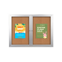 72x48 Enclosed Indoor Bulletin Boards with Radius Edge (2 DOORS)