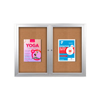 96x24 Enclosed Indoor Bulletin Boards with Radius Edge (2 DOORS)