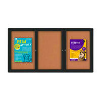 96x30 Enclosed Indoor Bulletin Boards with Radius Edge (3 DOORS)
