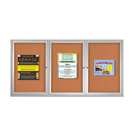 96x36 Enclosed Indoor Bulletin Boards with Radius Edge (3 DOORS)