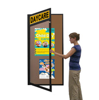 Extra Large 36 x 84 Indoor Enclosed Bulletin Board w Header (Single Door)