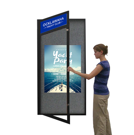 Extra Large 48 x 84 Indoor Enclosed Bulletin Board w Header (Single Door)