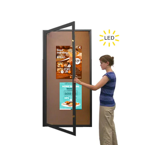 Extra Large 36 x 72 Indoor Enclosed Bulletin Board Swing Cases with Light (Single Door)