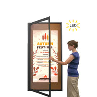 Extra Large 48 x 96 Indoor Enclosed Bulletin Board SwingCases + LED Lighting | Single Door Display Case with XL Viewable Window